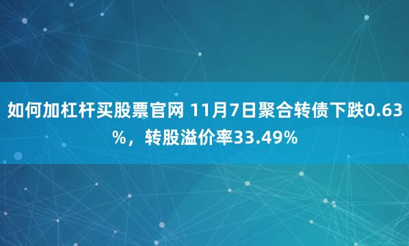 如何加杠杆买股票官网 11月7日聚合转债下跌0.63%，转股溢价率33.49%